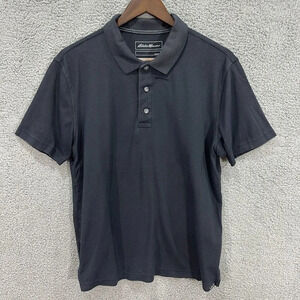 Eddie Bauer Polo Shirt Adult medium gray‎ short sleeve Golf Casual Rugby Mens